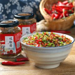 双椒酱双色辣椒酱280G瓶装特辣下饭菜蒜蓉青红剁椒百食香油泼